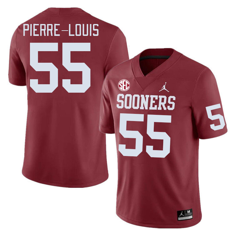 Men #55 Eddy Pierre-Louis Oklahoma Sooners 2024 SEC Conference College Football Jerseys-Crimson